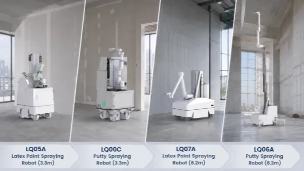 Legend Robot’s latex paint spraying robots and putty spraying robots (3.3m and 6.2m)